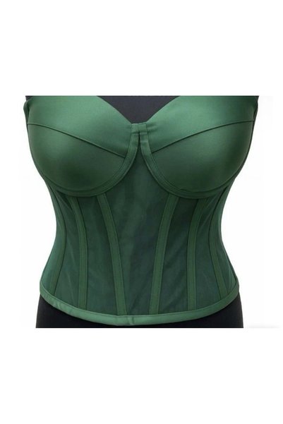 NO BRAND Corset Elegant Structurat cu Cupe - 38, Verde Smarald