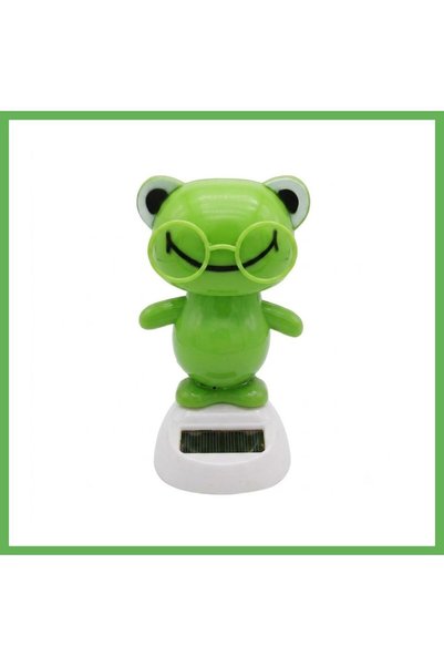 TheGencoo Solar-Powered Mini Frog Figurine for the Dashboard, 1 Piece, Green ...