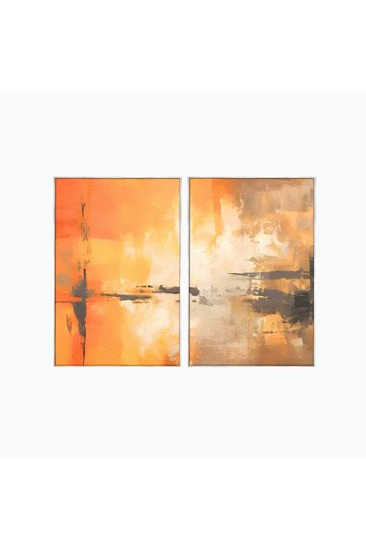 Luxcanva Set 2 Tablouri Canvas Love Portocaliu 140x100 cm (2 x 70x100) cu Ram...