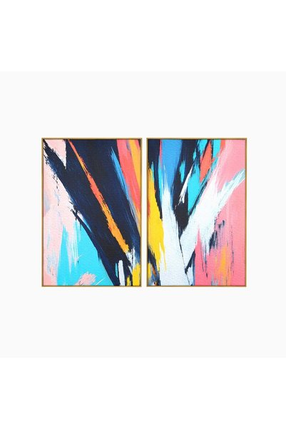Luxcanva Set 2 Tablouri Canvas Abstracte Dinamice 140x100 cm (2 x 70x100) cu ...