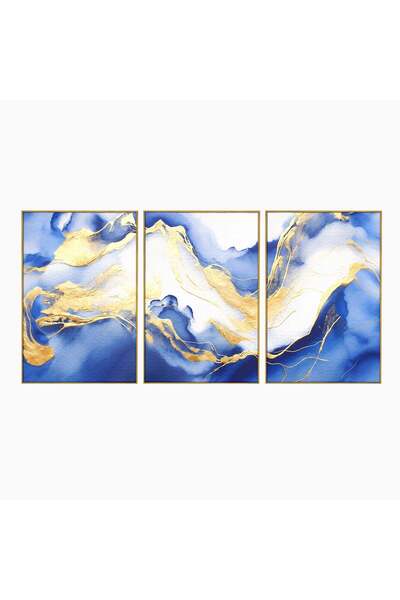 Luxcanva Set 3 Tablouri Canvas Valuri Abstracte 210x100 cm (3 x 70x100) cu Ra...