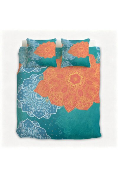 LEADER GLOBAL Warm Flannel Bed Linen Set 3 Pieces, Trendy Boho Design Bedding