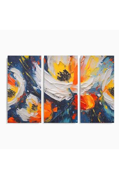 Luxcanva Set 3 Tablouri Canvas Pastel Flowers 180x120 cm (3 x 60x120) pe Sasi...