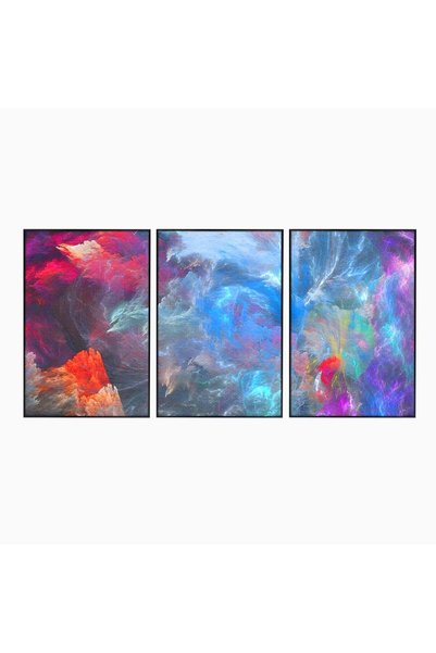 Luxcanva Set 3 Tablouri Canvas Colorful Cosmos 210x100 cm (3 x 70x100) cu Ram...