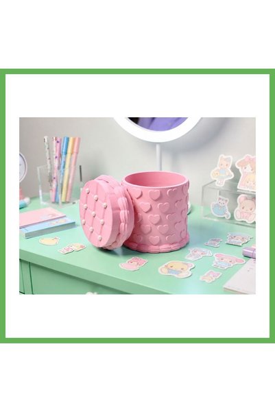 TheGencoo 3D-Printed Embossed Pattern Pencil Holder with Lid - Desktop Organi...