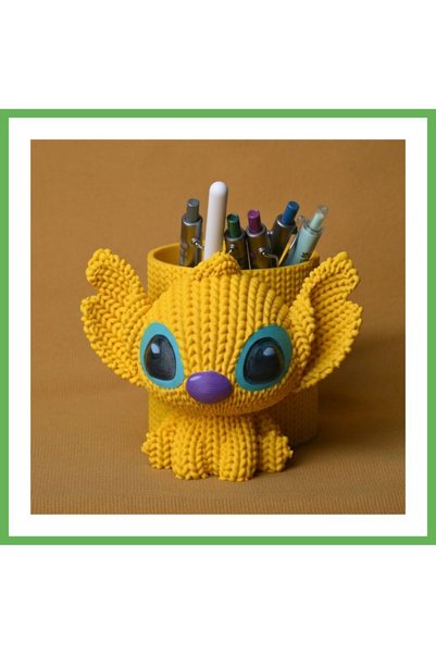 TheGencoo 3D-Printed Knitted Pencil Holder - Cute Character Desktop Pen Organ...