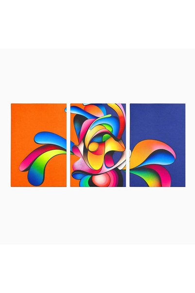 Luxcanva Set 3 Tablouri Canvas Abstract Dinamic 120x60 cm (3 x 40x60) pe Sasi...