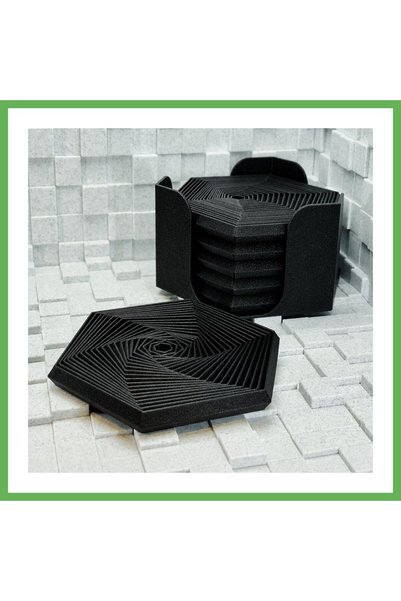 TheGencoo 3D-Printed Super Fidget Coaster Set - Hexagonal-Patterned Coaster a...