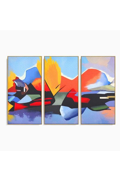 Luxcanva Set 3 Tablouri Canvas Somn Lin 150x100 cm (3 x 50x100) cu Rama Auriu...
