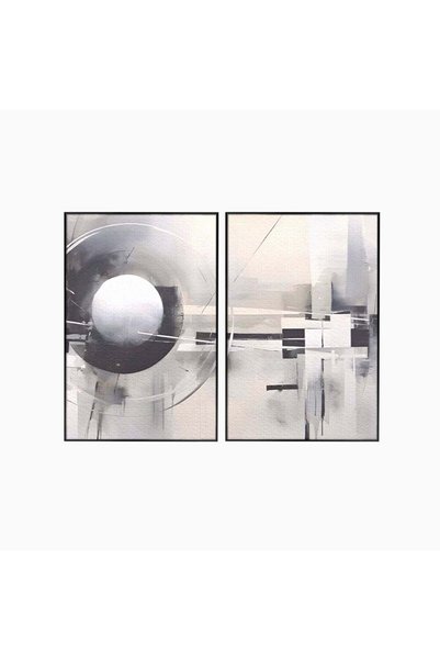 Luxcanva Set 2 Tablouri Canvas Non-Culori cm cu Rama Negru Room Abstract Sfera