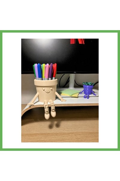 TheGencoo 3D-Printed Moving Smiling Pencil Holder - Articulated Desktop Organ...