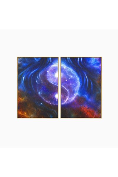 Luxcanva Set 2 Tablouri Canvas Universul Yin Yang 100x70 cm (2 x 50x70) cu Ra...