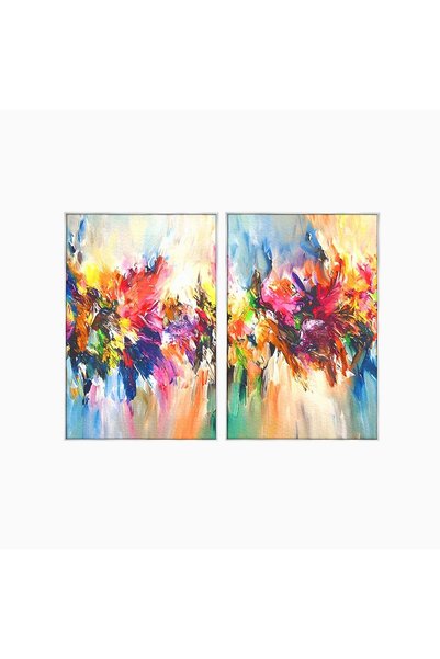 Luxcanva Set 2 Tablouri Canvas Dansul culorilor 100x70 cm (2 x 50x70) cu Rama...