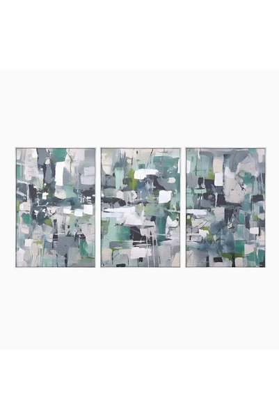 Luxcanva Set 3 Tablouri Canvas Pătrate Colorate 150x70 cm (3 x 50x70) cu Ramă...
