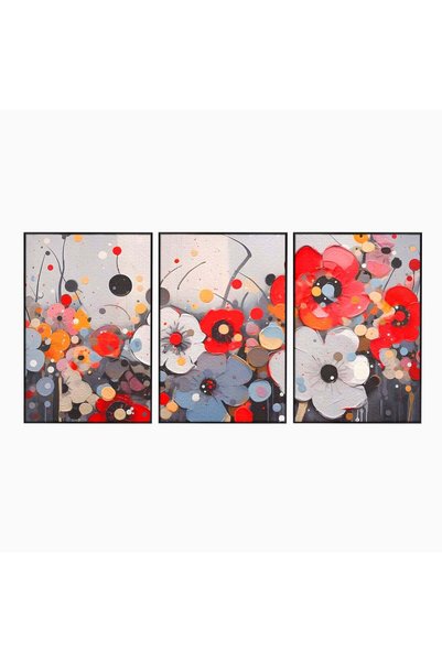 Luxcanva Set 3 Tablouri Canvas Pictura Florala 300x150 cm (3 x 100x150) cu Ra...