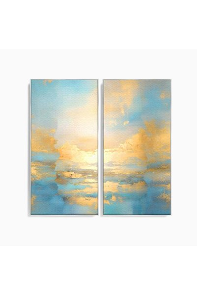 Luxcanva Set 2 Tablouri Canvas Rasarit Deasupra Marii 140x140 cm (2 x 70x140)...