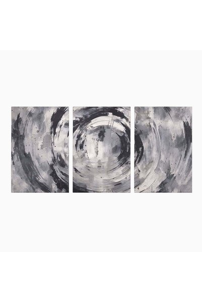 Luxcanva Set 3 Tablouri Canvas Abstract Round Paint 150x70 cm (3 x 50x70) pe ...