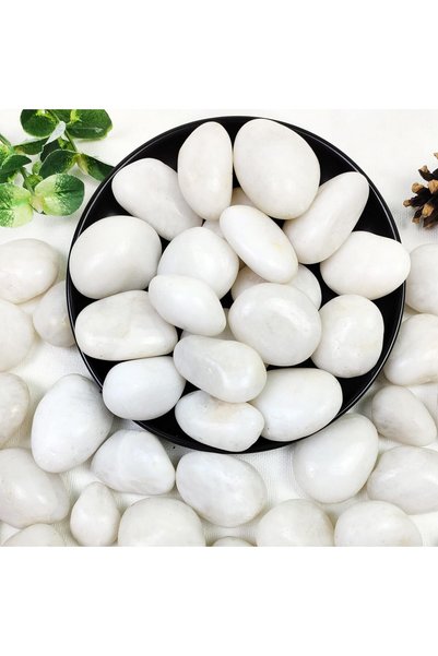GENERAL YISZM 10lbs White River Rocks, 1-2 Inch Natural Pebbles for Indoor Pl...