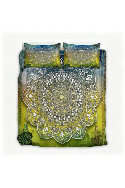LEADER GLOBAL Modern Boho Design Flannel Bedding Set 3PCS, Soft Warm Bed Set