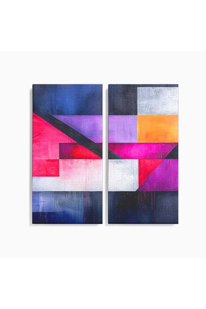 Luxcanva Set 2 Tablouri Canvas Orizonturi Abstracte 120x120 cm (2 x 60x120) p...