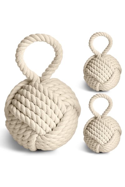 KASTWAVE 1 Pcs 3 Lbs Decorative Door Stop Rope Knot with Handle 6 Inch Nautic...