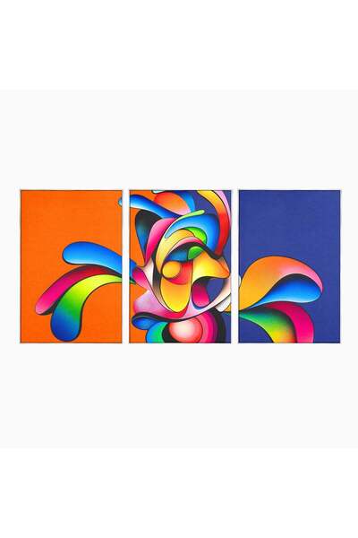 Luxcanva Set 3 Tablouri Canvas Abstracte Dinamice 240x120 cm (3 x 80x120) cu ...