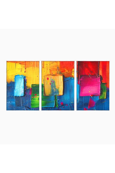 Luxcanva Set 3 Tablouri Canvas Blocuri de lumina 120x60 cm (3 x 40x60) cu Ram...