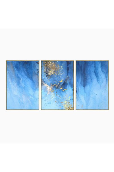 Luxcanva Set 3 Tablouri Canvas Pasari Pe Cer 300x150 cm (3 x 100x150) cu Rama...