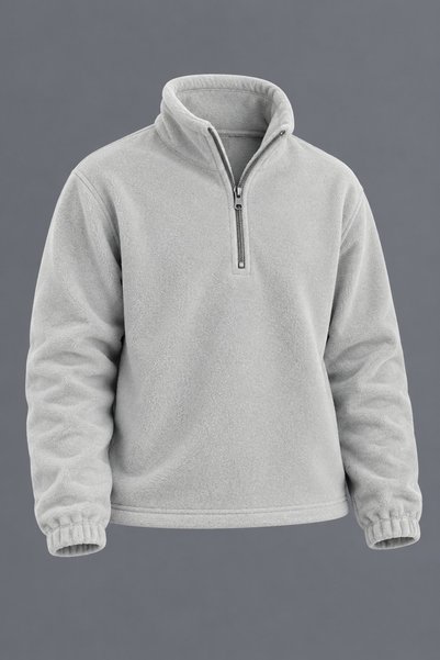 DAMGA JEANS Men’s Mock Neck Half-Zip Winter Gray Fleece Sweatshirt