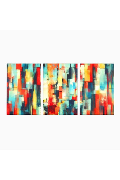 Luxcanva Set 3 Tablouri Canvas Abstract Geometric 150x70 cm (3 x 50x70) pe Sa...