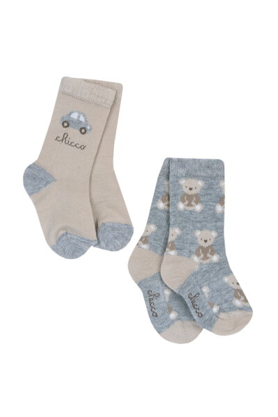 Chicco Sosete lungi bebe Chicco, Bej cu model, 00281-69MFCO