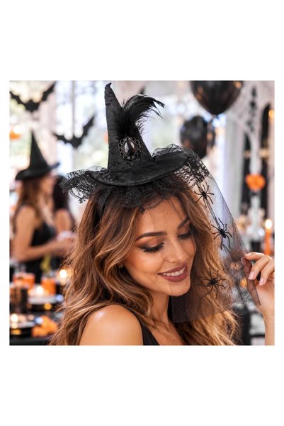 OEM Coronita Par de Halloween cu Palarie de Vrajitoare Tul & Păianjeni – Acce...