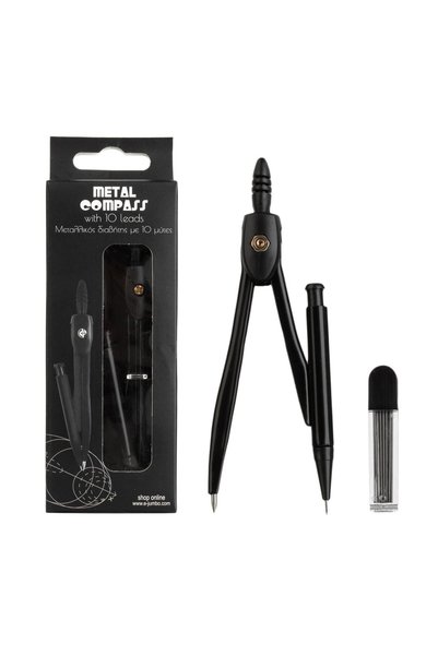Compass Set compas metalic negru cu 10 mine de rezervă și cutie de depozitare