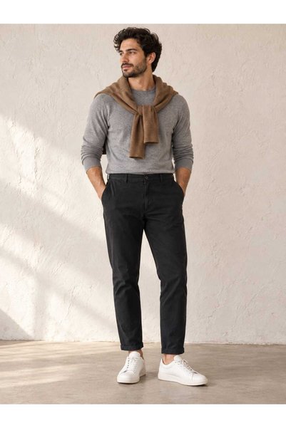 FASHION Pantaloni Only Chino pentru Bărbați, Croială Tapered / Slim, din Bumb...