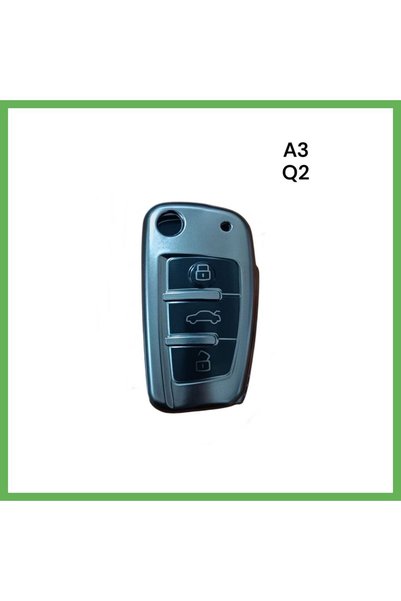 TheGencoo Audi A3 Q2 Compatible Silicone Car Key Fob Keychain Case, Gray GEN01