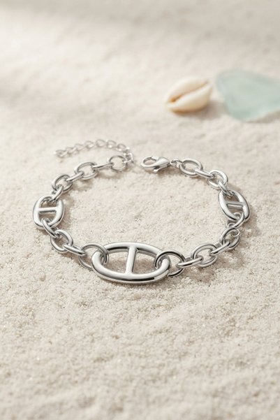 Skygo Brass Silver Color Sailor Chain Model Women's Bracelet Tj-Bb8942