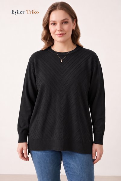 Eşiler Triko Women's V-Neck Vortex Yarn Knit Sweater