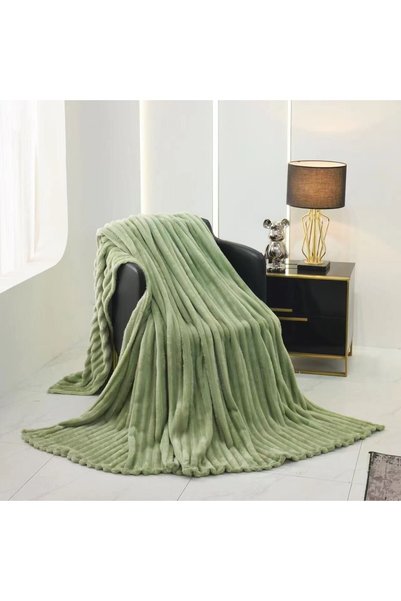 Relax Home Cuvertură RelaxHome Striped Fleece 200 x 230 cm 300 g/m² verde