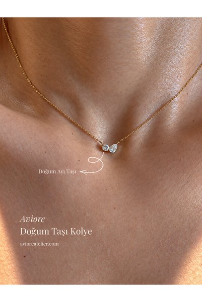 Avioré Atelier Damla Taşlı Minimal Doğum Taşı Gümüş Kolye