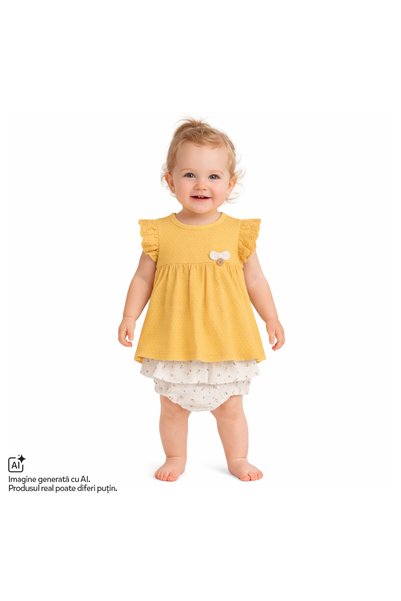 Chicco Tricou copii si pantaloni scurti Chicco, Galben cu model, 01540-70MFCI