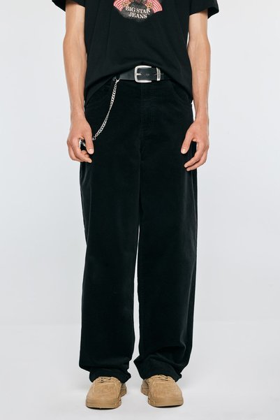 Big Star Pantaloni bărbați din reiat loose negri Kordy 906 XS