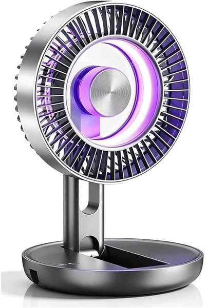 LeQQ مروحة مكتب USB متعددة الاستخدامات (3 في 1) مع إضاءة LED ملونة، مروحة طاو...