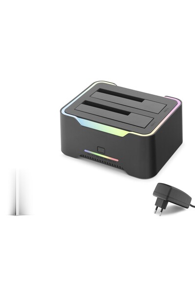 Marsilyan Usb 3.0 Hdd/Ssd Disk Docking Station Sata 2.5 /3.5 Klonlama Destekli Rgb - Siyah HDX1790 TG-BSVA43