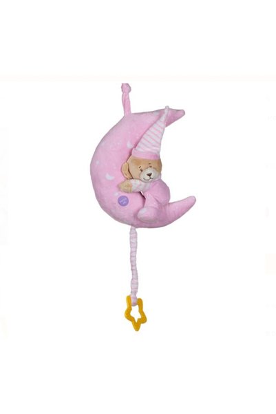 Generic Brand Carusel Muzical pentru Patut Bebe Ursulet Roz cu Lumina 24cm