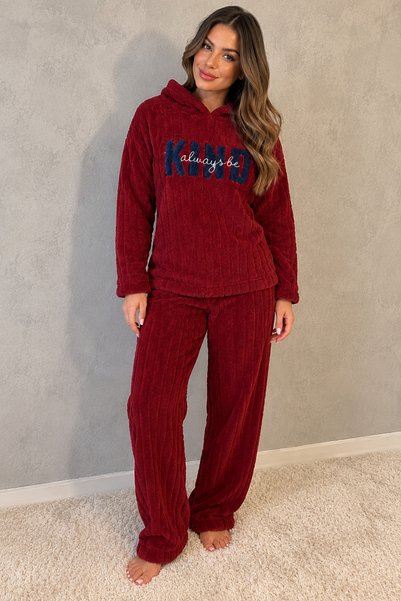 embody Pijamale de damă pufoase și călduroase din fleece cu glugă, stil KIND,...