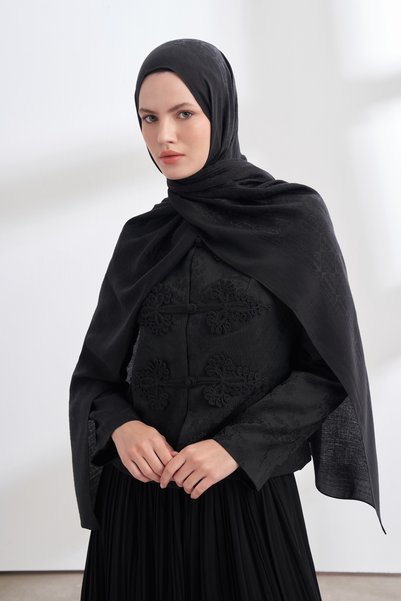 ARMANDA ȘAL SOLEA JAKAR CU MODEL JACARD ICON - NEGRU