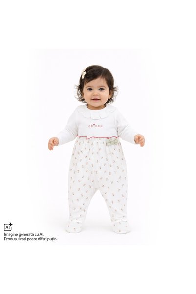 Chicco Salopeta bebelusi deschidere la scutec, Alb cu model, 01285-70MFCI