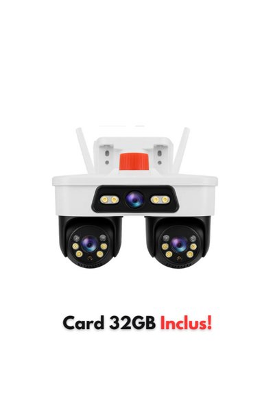 NO BRAND Camera Supraveghere WiFi/LAN Jortan, 3 Lentile, 9MP, Cap Dublu PTZ 3...