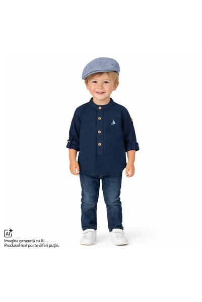 Chicco Sapca copii poplin, Alb cu albastru, 01718-70MFCO