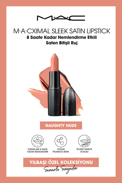 M.A.C M·A·Cximal Sleek Satin Lipstick – 8 Saate Kadar Nemlendirme Etkili Sate...